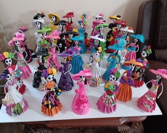 Day of the dead paper mache dolls