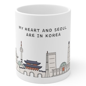 Seoul Korea Skyline Ceramic Mug, Korean Coffee Lover Gift, Christmas Birthday Housewarming, 11oz 15oz 20oz, Travel Mug, Korean teacher gift