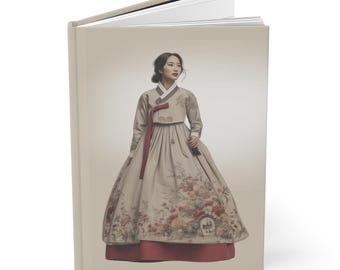 Diario de tapa dura, mujer coreana con hanbok, regalo de la cultura coreana