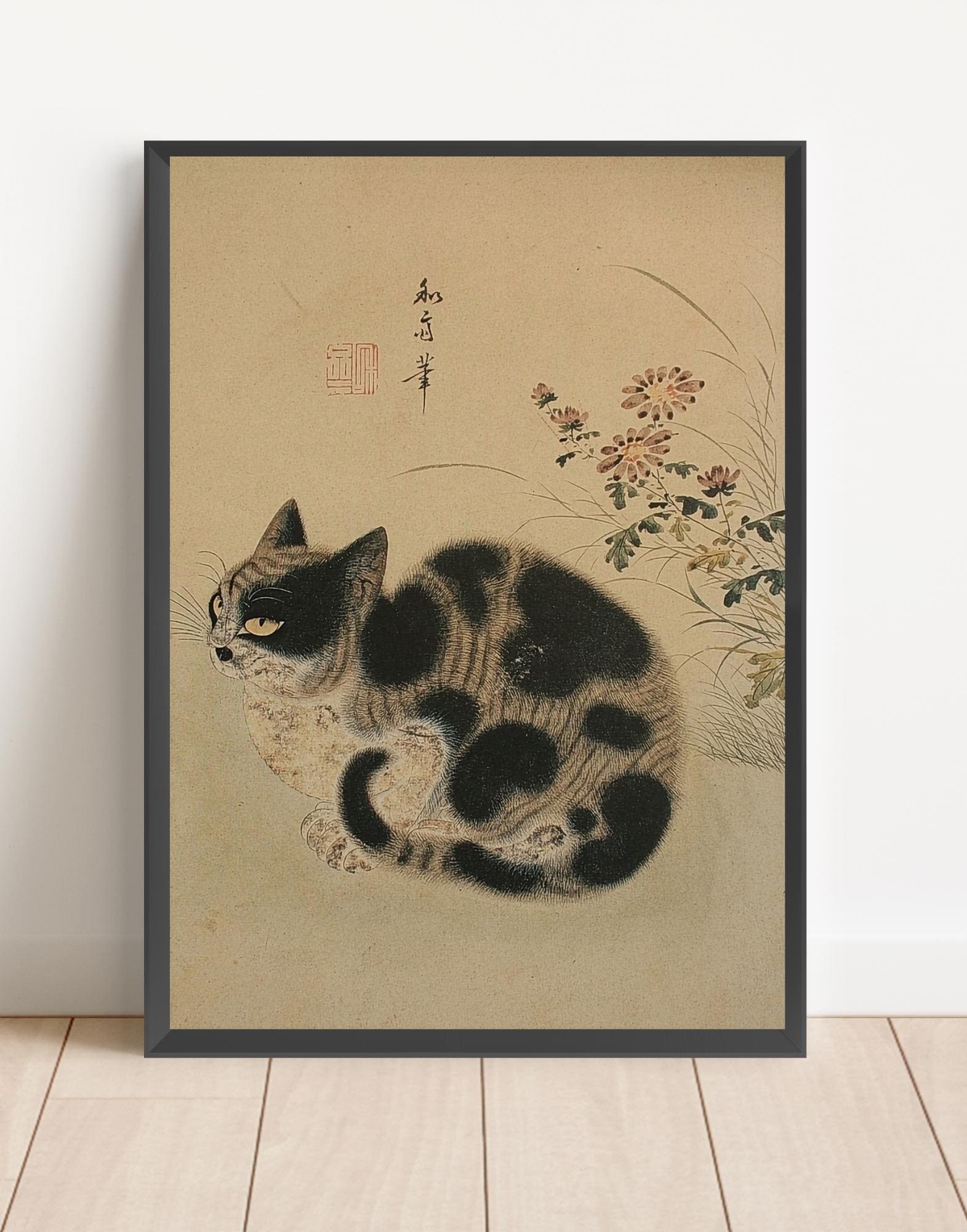 韓国のヴィンテージ猫アート、朝鮮時代の韓国絵画、伝統的なアジアの