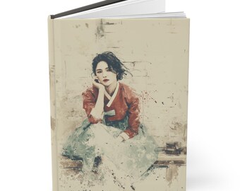 Diario de tapa dura, diario coreano, vestido hanbok, acabado mate, cuaderno de diario coreano, regalo para fan de K-Dramas