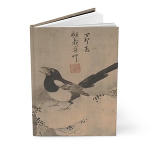 Korean Vintage Bird Art Notebook, Back to School Journal Gift Last Day of School Korean Teacher diary Korean unique fun gift Christmas