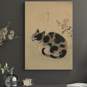 Korean Vintage Cat Art, Joseon Korean Painting, Traditional Asian Wall Art, Digital Download, Printable Decor, Byeon Sang-byeok art print