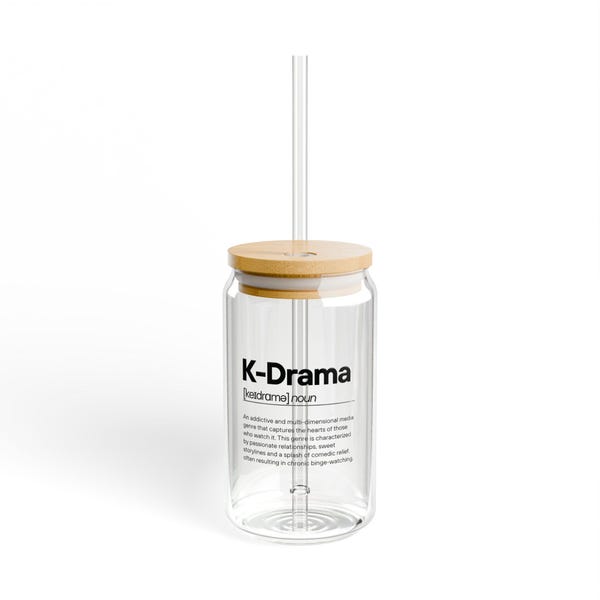 K-Drama Sipper Glass, 16oz - K-Drama Dictionary Definition Gift, K-Drama Lover Gift, Korean Drama Fan Merchandise, Korean Drama Watching