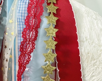 Il pacchetto patriottico "La terra dei liberi", set di nastri per ghirlanda, decorazioni patriottiche, decorazioni estive, decorazioni di luglio, ghirlanda con filtri da caffè, decorazioni per la casa