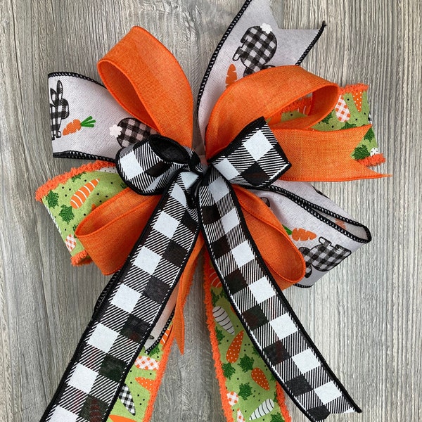 Easter Wreath Bow,  Bow for Easter wreath, Easter Basket bow, Easter bow for Lanterns, checked Easter bow, Lantern bow, Easter decoration