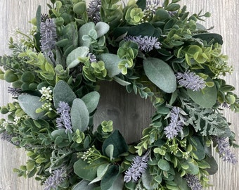 Year Round Wreath, Lavender Wreath, Spring Wreath, Farmhouse Wreath, New Home gift, Candle ring, Gift for Mom