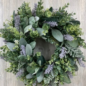 Year Round Wreath, Lavender Wreath, Spring Wreath, Farmhouse Wreath, New Home gift, Candle ring, Gift for Mom