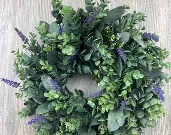 Year Round Wreath, Lavender Wreath, Spring Wreath, Farmhouse Wreath, New Home gift, Candle ring, Gift for Mom