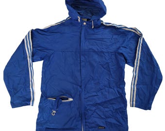Adidas Originals Vintage 80s Ventex Rain Hooded Jacket, Blue White Adidas Originals Vintage 80s Ventex Rain Hooded Jacket, Blue White