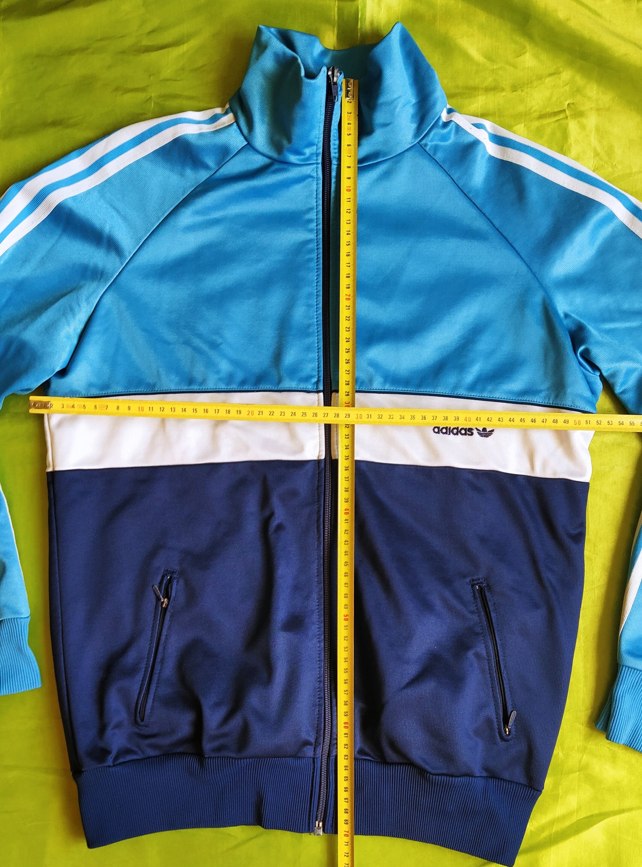 Adidas 70s Vintage Men Zip Track Top Jacket Blue Navy White