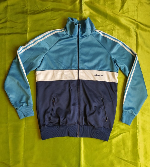 Adidas 70s Vintage Men Zip Track Top Jacket Blue Navy White