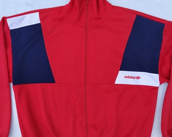 Adidas Originals 80s or 90s Vintage Men Zip Jacket Track Top, Red