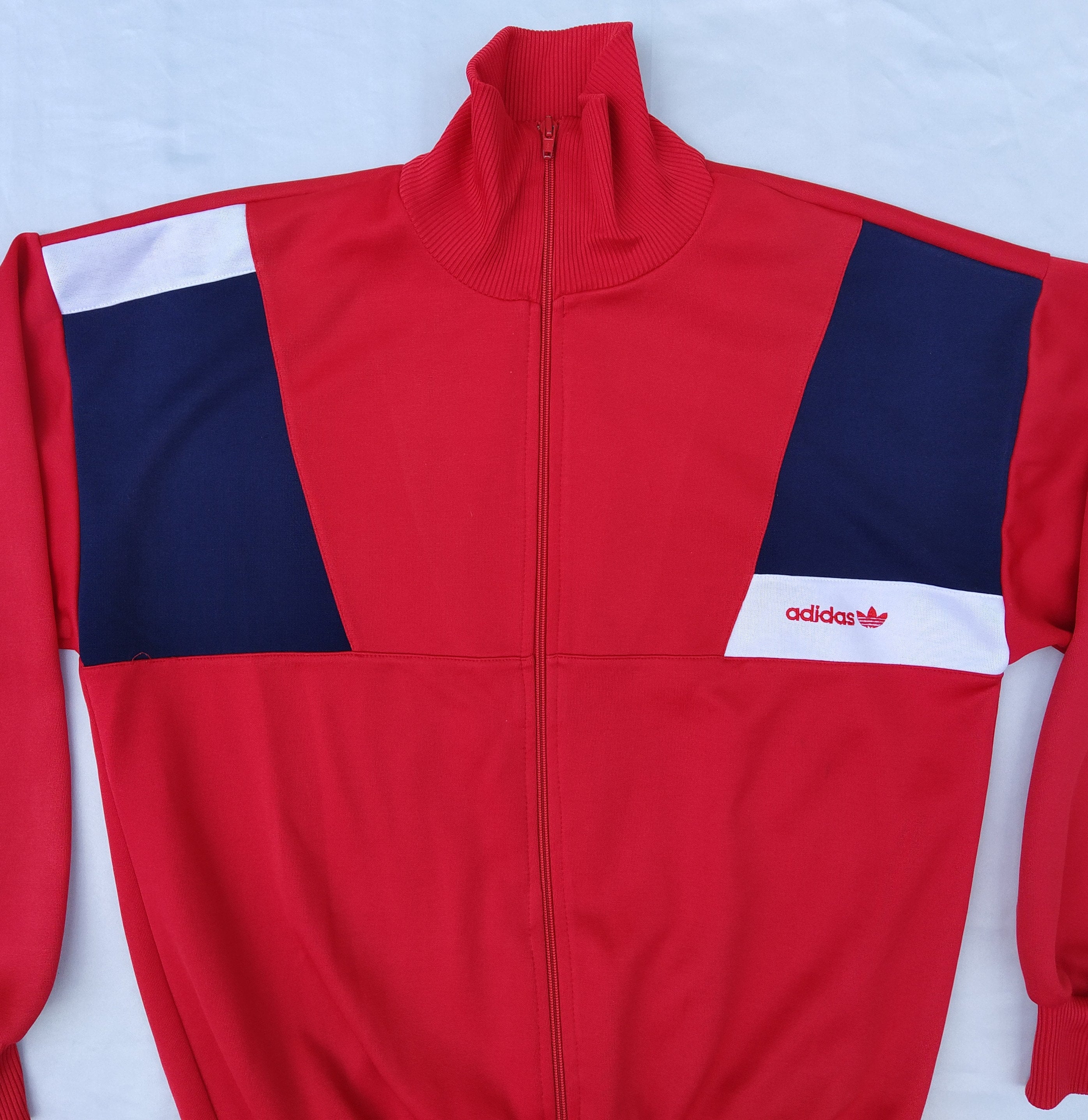 Adidas Originals 80s or 90s Vintage Men Zip Jacket Track Top, Red