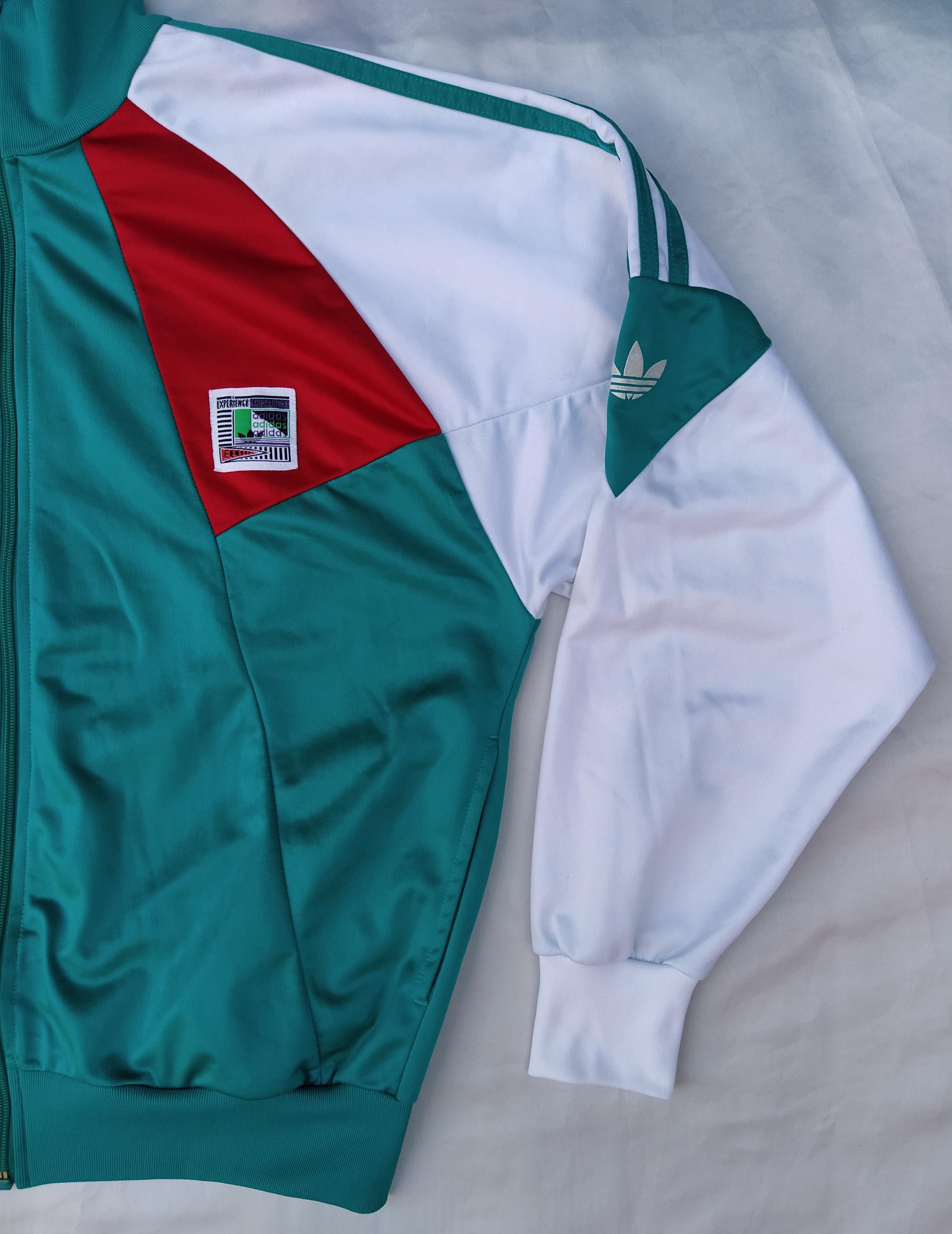 Tracktop Vintage Adidas KEYROLAN VELVET Années 80 - Taille L (XL Femme/Medium Homme) - Couleur Pétrole - Deadstock