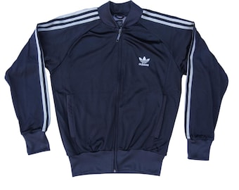 Adidas Originals Vintage Men Zip Track Top Jacket Blue Dark