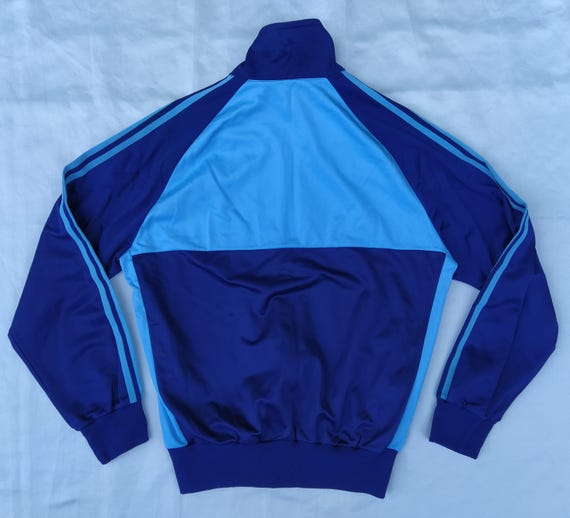 Adidas 70s Vintage Men Zip Track Top Jacket Light Blue Dark