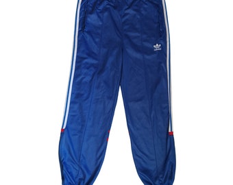 Vintage 80s 90s ADIDAS Tracksuit Bottoms Jogging Pants Dark Blue