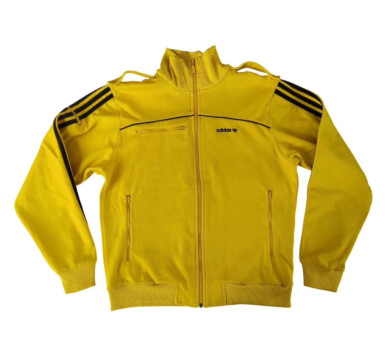 80's clubadidas イエロー ジップアップジャケット Size S Adidas Originals Vintage Men Zip Track Top Jacket, Yellow
