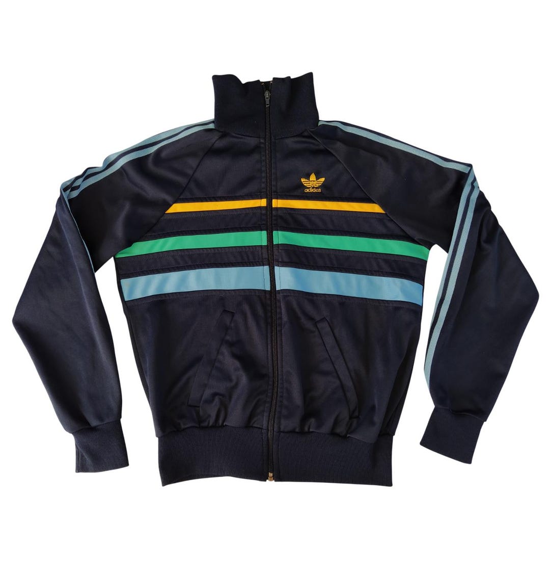 Adidas Originals Vintage 80s Jacket Track Top Navy Blue Green