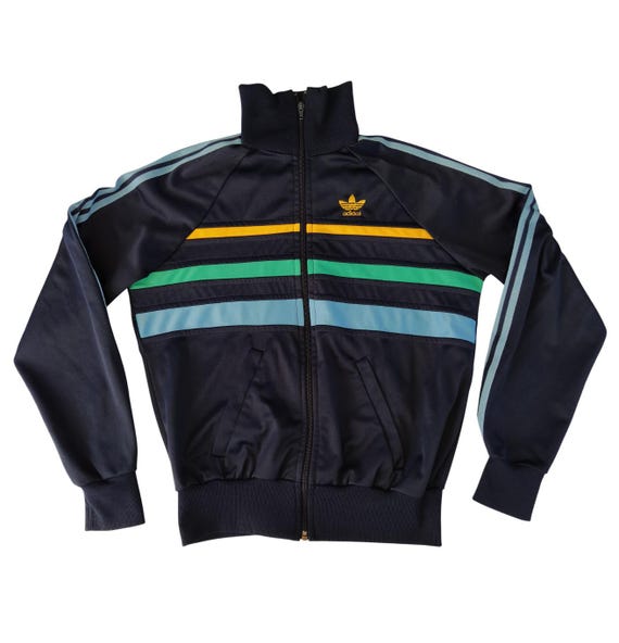 Adidas Originals Vintage 80s Jacket Track Top Navy Blue Green