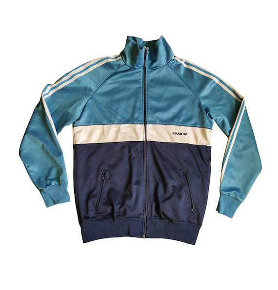 ご自宅用限定お買い得品 Adidas White Navy Blue Jacket Top Track Zip Men Vintage 70s ジャケット・アウター