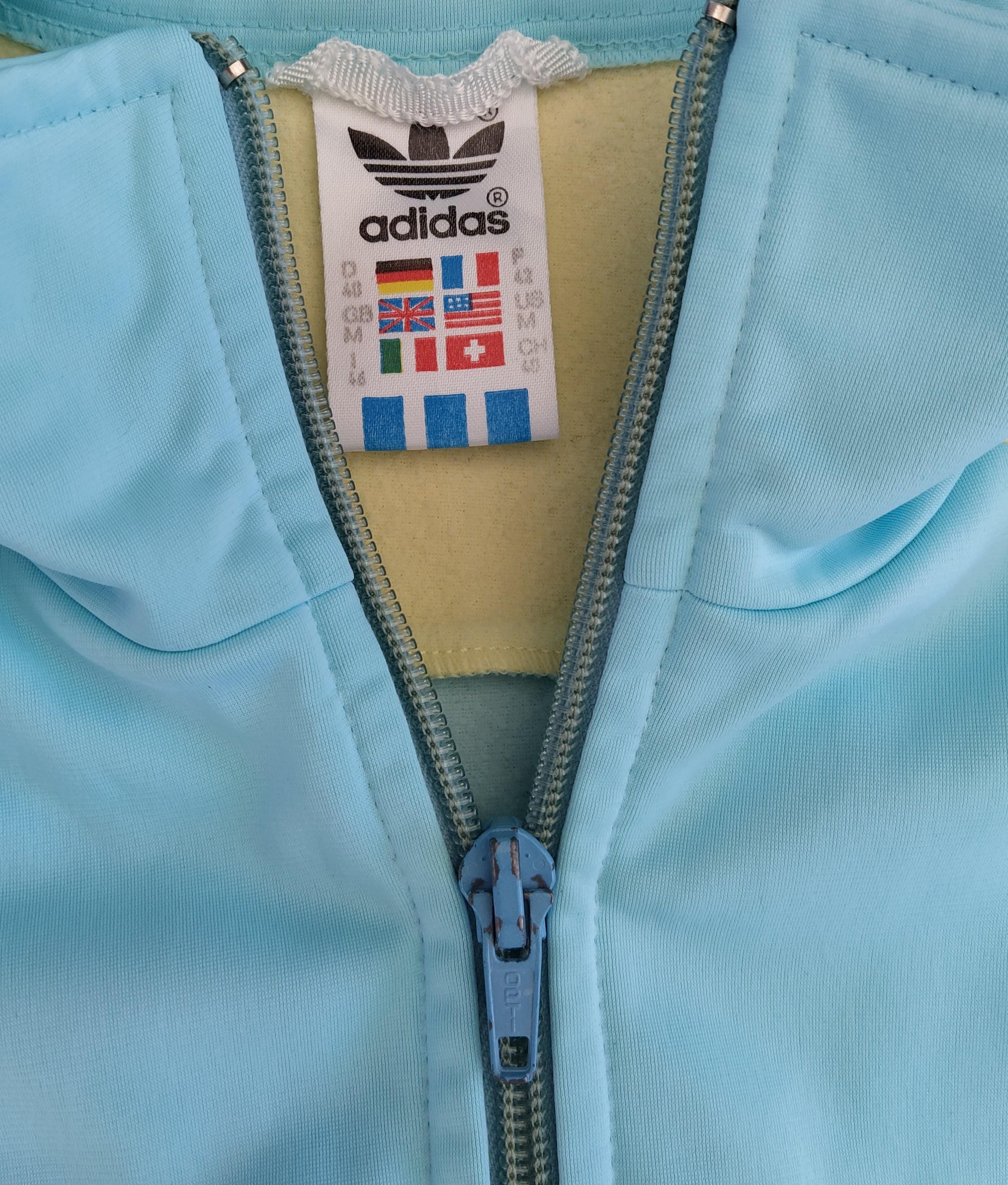 80’s adidas ジップアップジャージ 水色 希少 80s CLUB adidas VENTEX ジップパーカー 水色 紺 - メルカリ