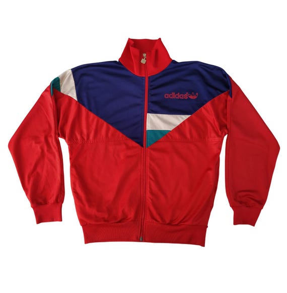 Size 186, L Adidas Originals Vintage 80s Jacket Track Top Red Navy
