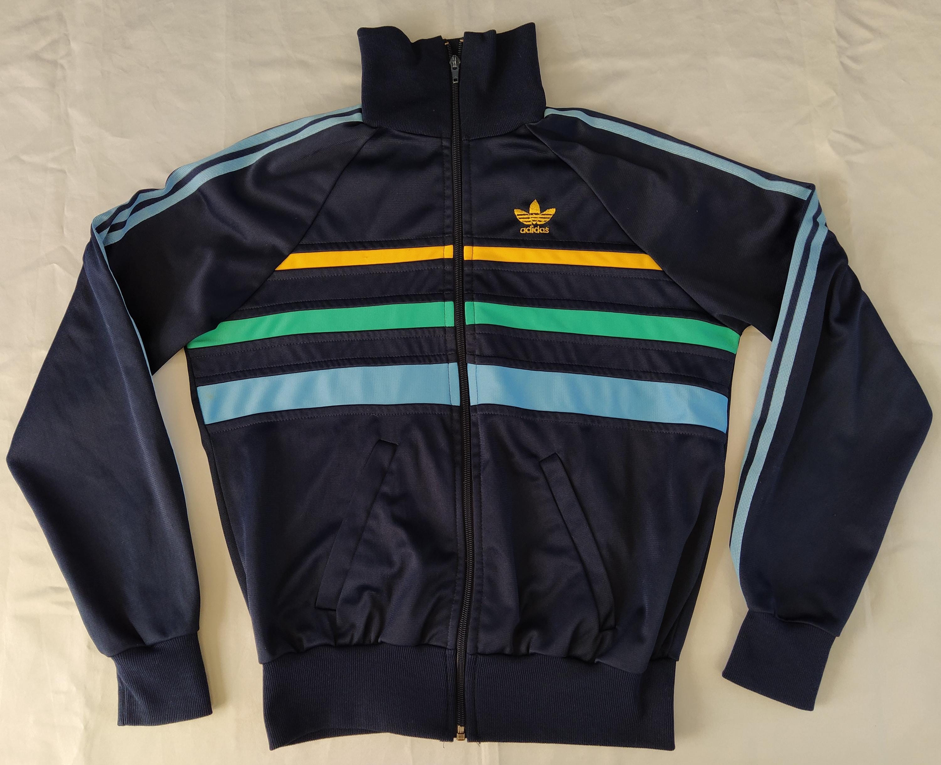 Adidas Originals Vintage 80s Jacket Track Top Navy Blue Green