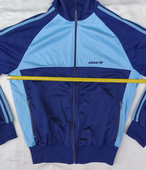 Adidas 70s Vintage Men Zip Track Top Jacket Light Blue Dark
