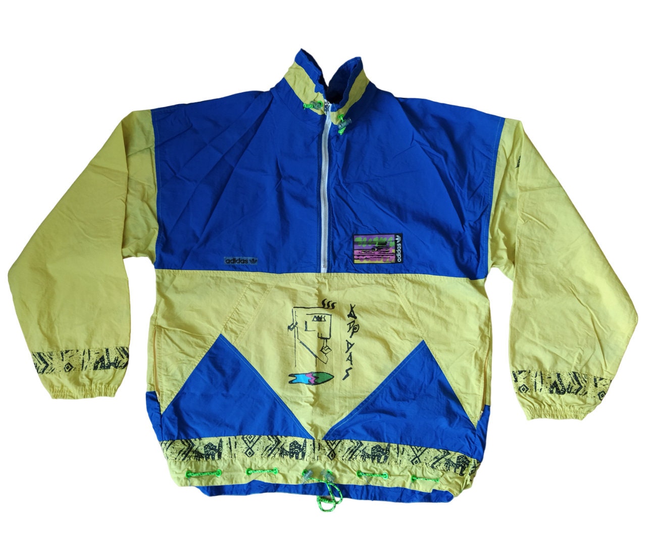 70s80s FRANCE製 adidas packable jacket Vintage adidas Reversible Jacket Size L/LX 80s Blue White