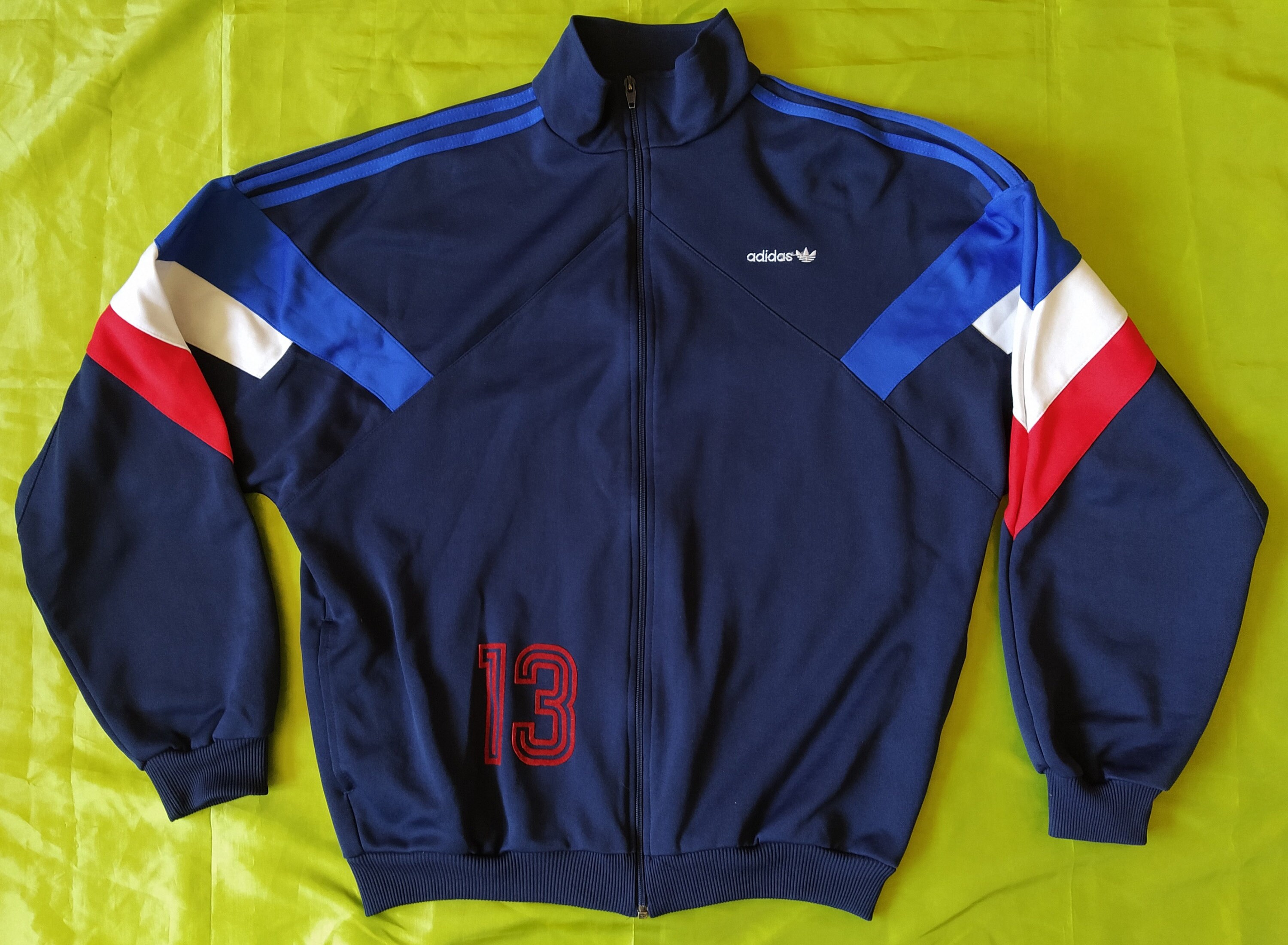 ArunasAdidasVintage Adidas Vintage 80s or 90s Men Full Tracksuit Set Jacket and Pants Navy Blue Red White Size Jacket D 6 177 Size Pants D 6 F 80