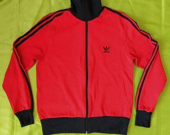 Adidas Originals 70s vintage mujeres hombres unisex track top chaqueta rojo negro S 168