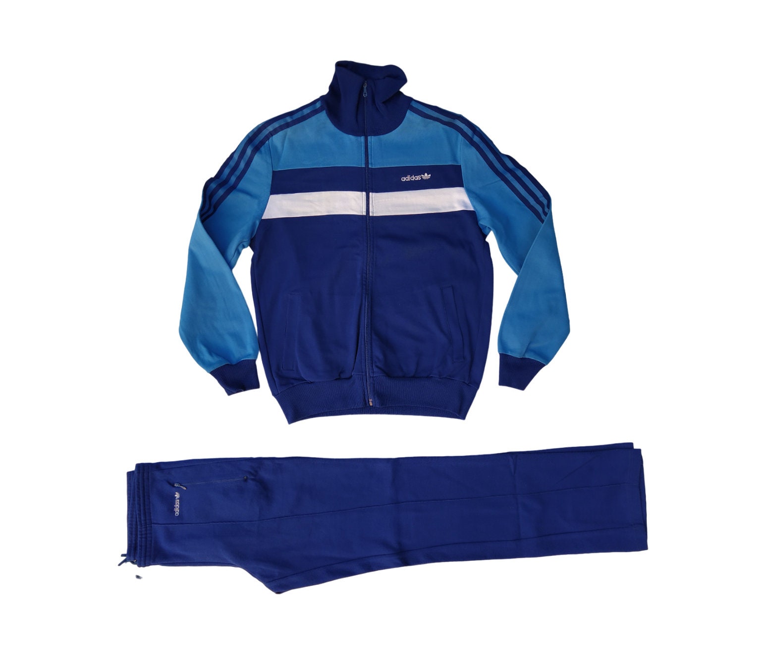 Adidas Originals vintage 80s hombres conjunto de chandal completo chaqueta y pantalones azul azul marino blanco talla M D 5 174 hecho en Yugoslavia Etsy Espana