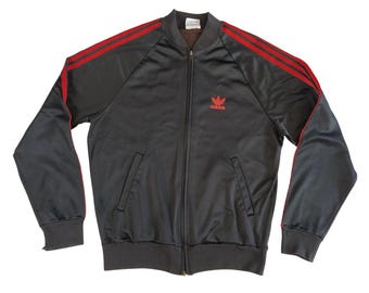 Adidas Originals ATP Keyrolan made in USA Vintage Jacke Training Track Top 80er Jahre GroBe S dunkelrot burgundy weiB Etsy
