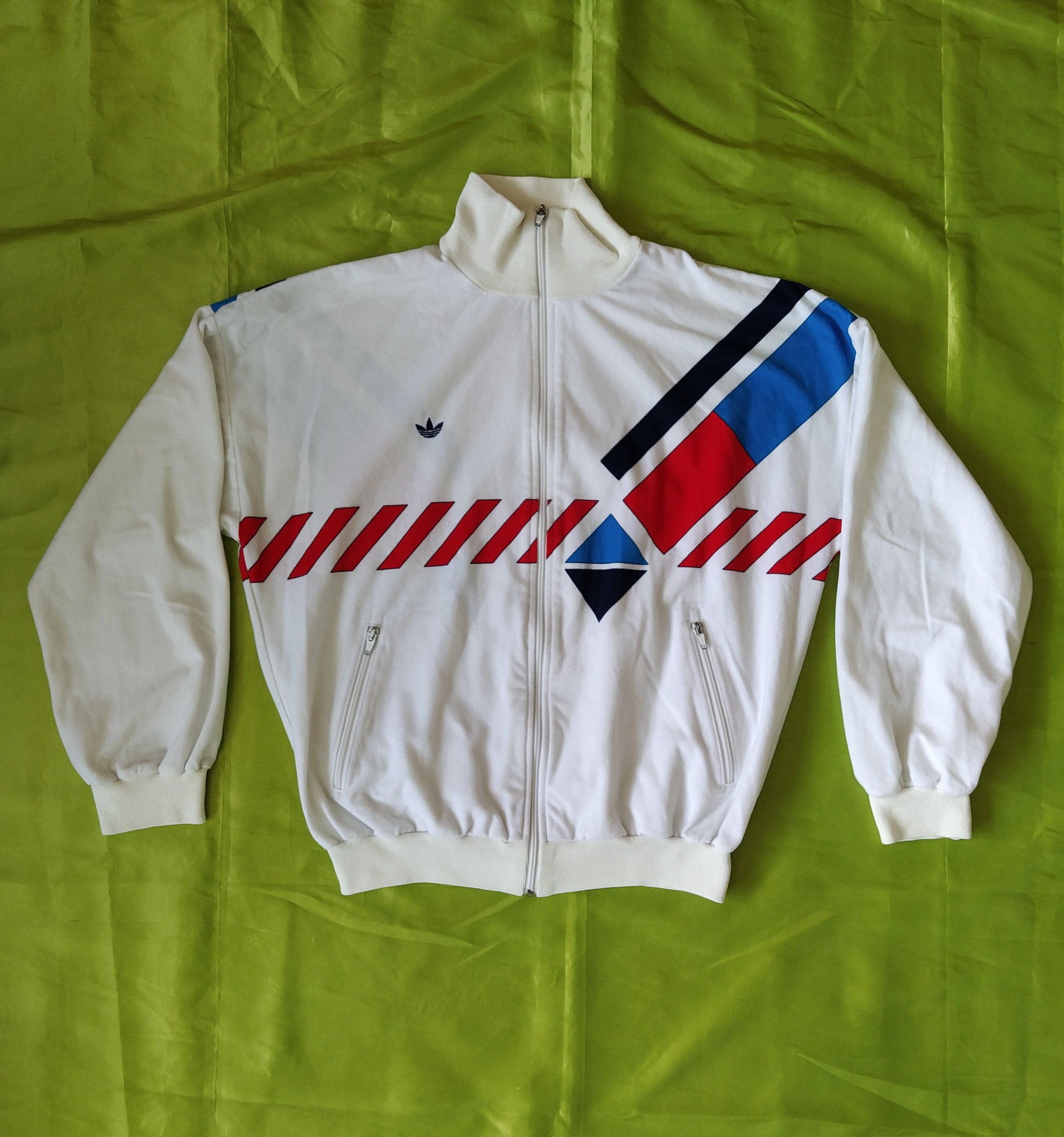 Adidas Ivan Lendl made in West Germany Vintage 80er Jahre Zip Jacke Trainings Trainingsoberteil WeiB GroBe M D50 F177