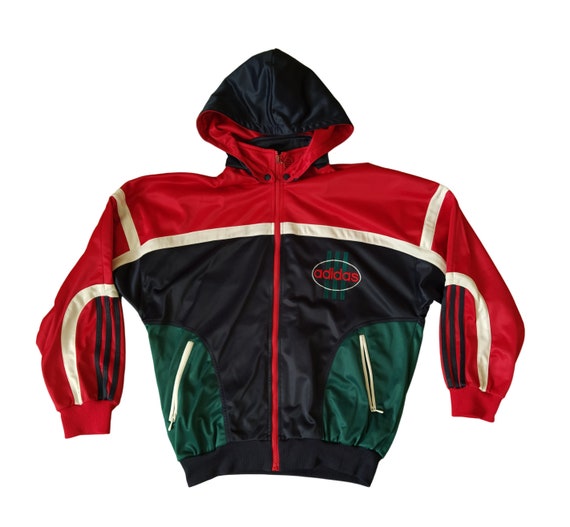 Adidas Vintage Hooded Zip Jacket Red Navy Blue 90s, M D5 F174 - Etsy