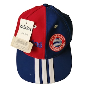 new with tags Adidas F.C. FC Bayern Munchen Munich baseball cap hat vintage 90s blue / navy red white