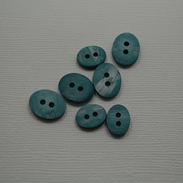 Teal Oval 2-hole Brushed finish button (D-10)