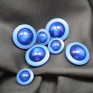 Royal Mid-Blue Matte & Shiny Domed Button (C-01)