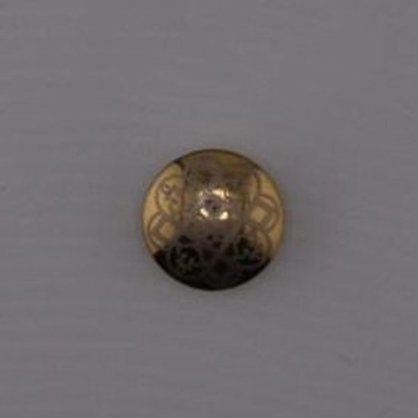 Bright Gold Tone Button with Covered with Floral and Geometric Design – shank (WW-10)