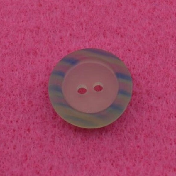 Smoky Translucent Button with Turquoise, Green and Pink Striped Ridge – 2 hole (SS-17)