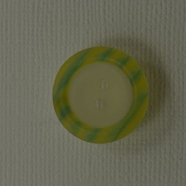 Light Yellow Translucent Button with Green & Yellow Translucent Striped Ridge – 2 hole (RR-04)