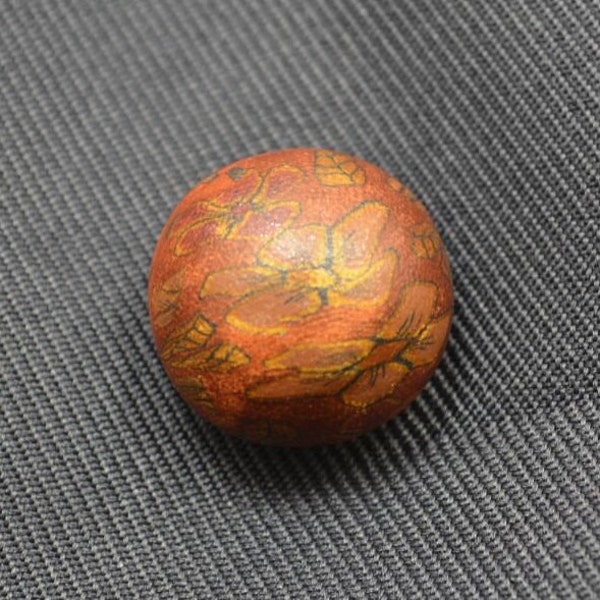 Copper, Amber & Brown Floral Dome Resin Button (AA-13)