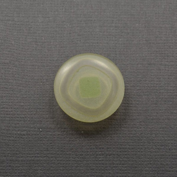 Translucent Pale Lime Green Frosted Button with White Square Center (RR-11)