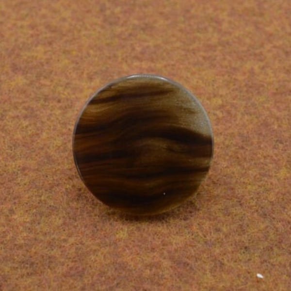 Brushstroke Marbling in Brown Shades Over Metallic Gold Button – shank (ZZ-06)