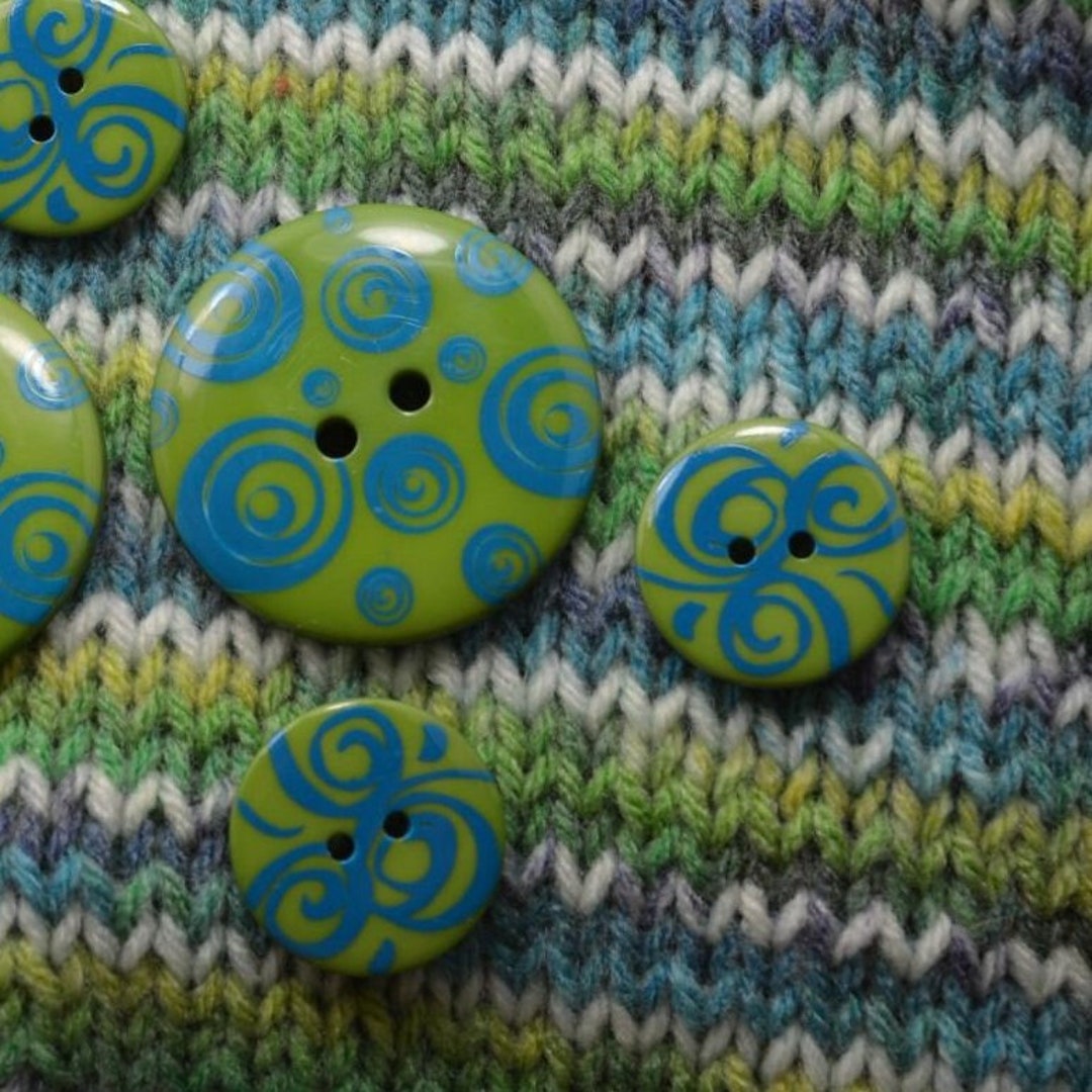 Chartreuse Green With Turquoise Swirls Button – 2-hole (RR-10) - Etsy