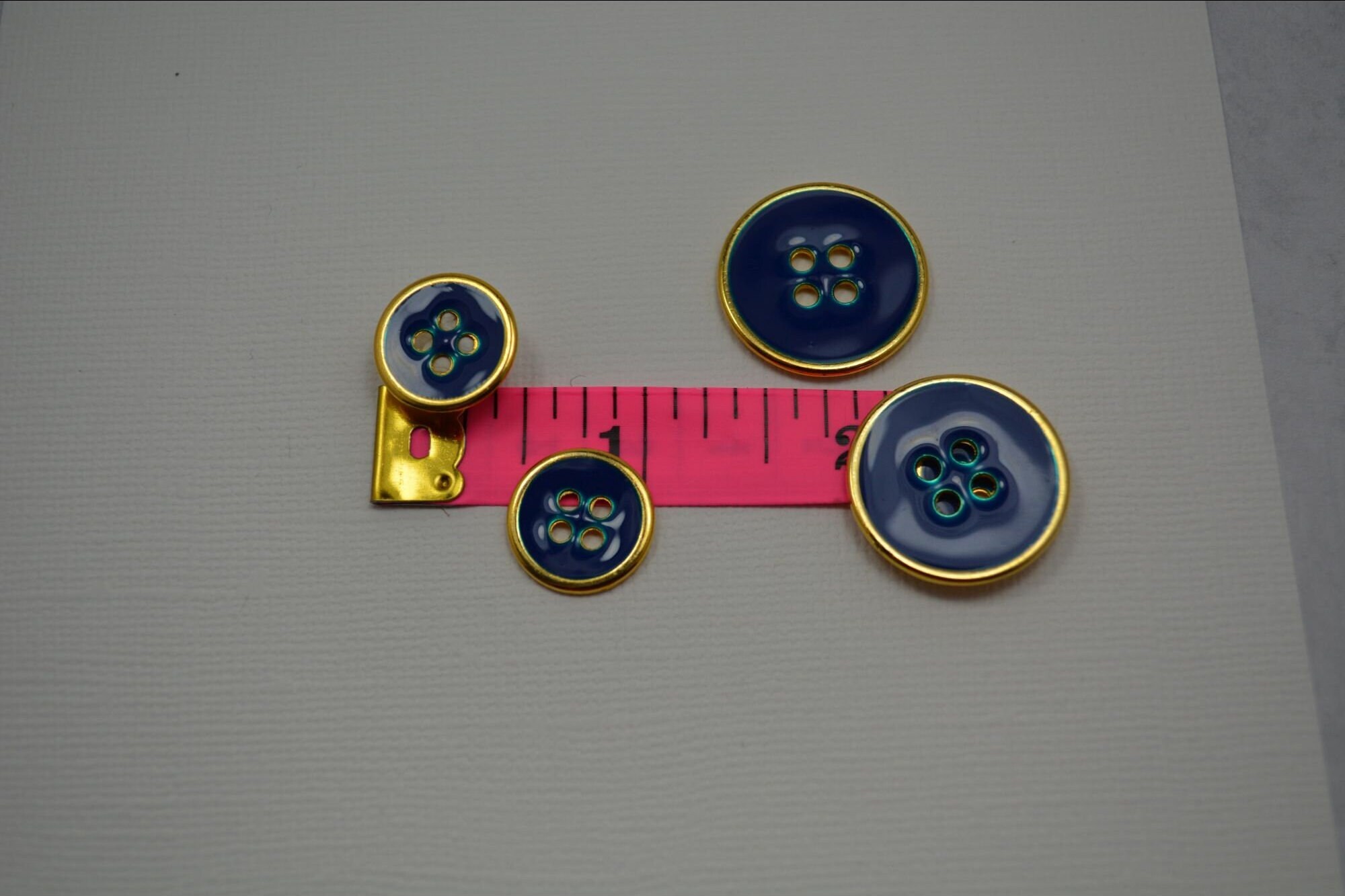 Navy Enamel With Gold Rim Button 4 Hole E-04 - Etsy