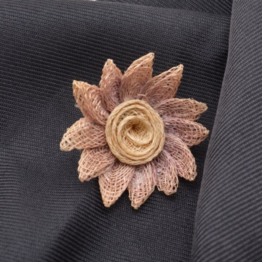 Pale Lavender and Natural Colored Straw Button in a Flower Shape With a ...