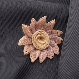 Pale Lavender and Natural Colored Straw Button in a Flower Shape with a Straw Swirled Center – shank (3A-07)